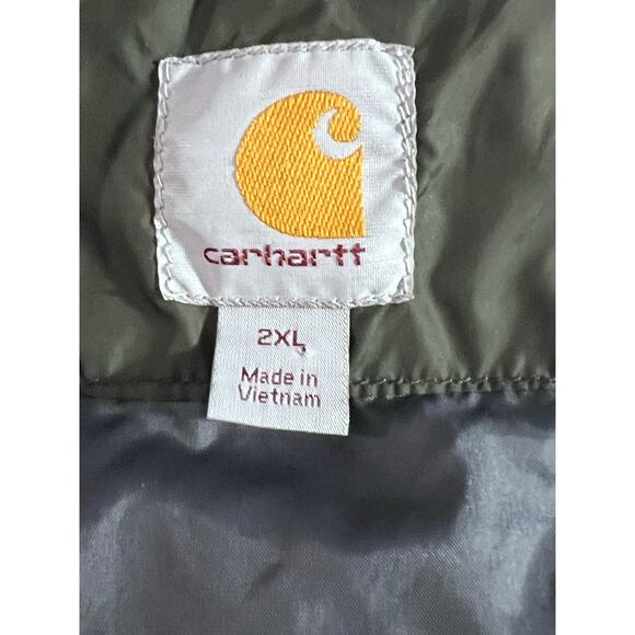 Carhartt Men’s Olive Green Puffer Jacket - Size 2XL - Full Zip Nylon Shell - Picture 13 of 16